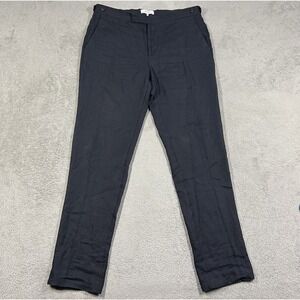 Reiss Dress Pants Mens 34x32 100% Linen Trouser Navy Blue